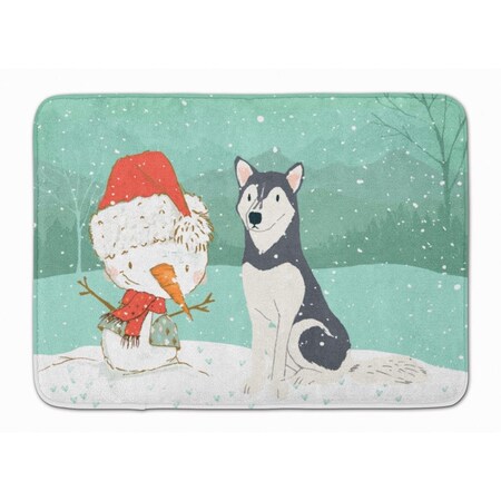 Carolines Treasures Siberian Husky Snowman Christmas Machine Washable Memory Foam Mat CK2046RUG